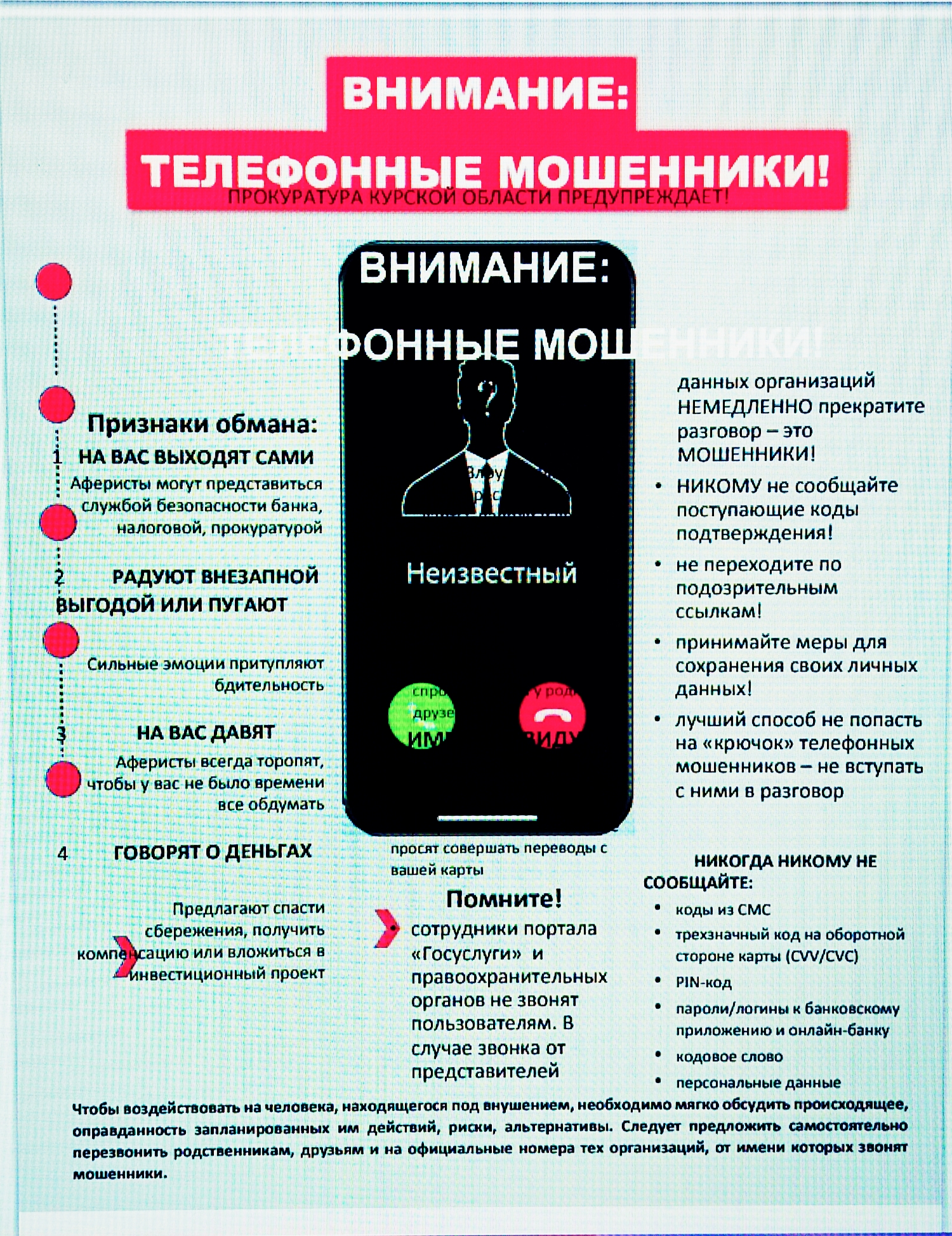 ПАМЯТКА. Внимание: телефонные мошенники.
